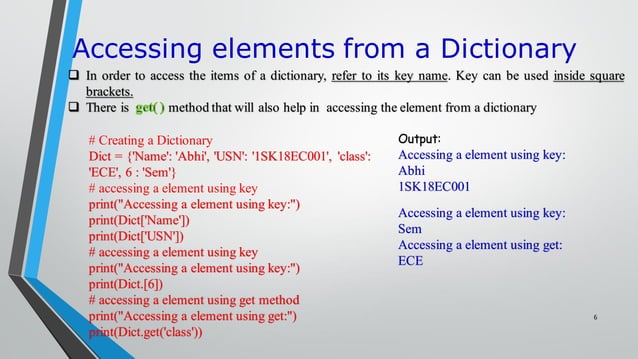 Python dictionaries | PPT