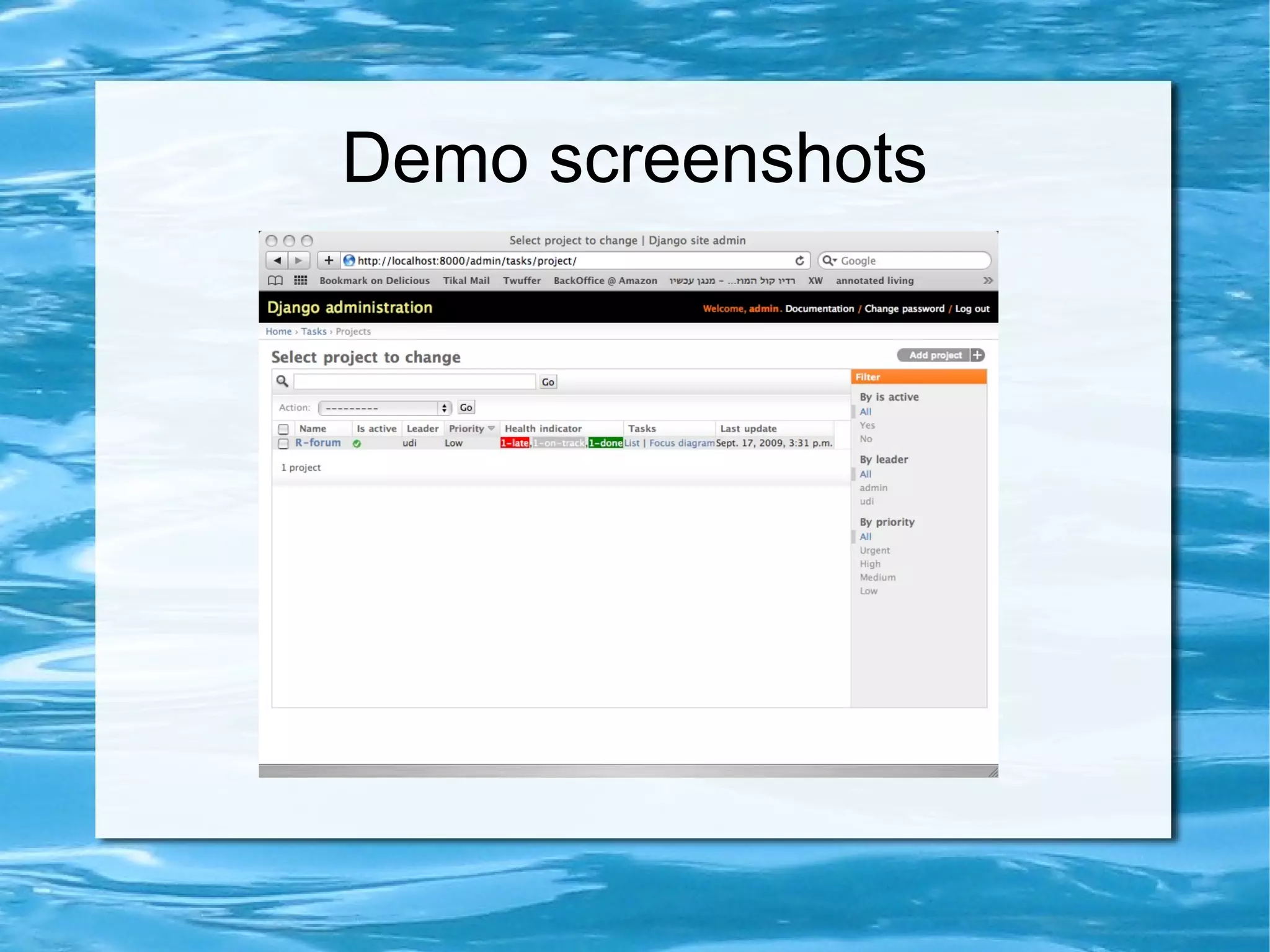 Demo screenshots
 