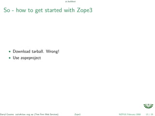 Python eggs, zc.buildout, zopeproject and zope3