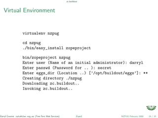 Python eggs, zc.buildout, zopeproject and zope3