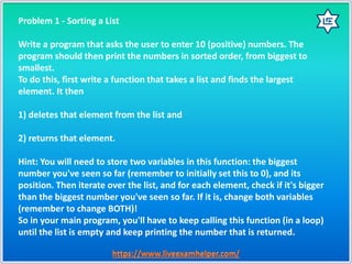 Python Exam (Questions with Solutions Done By Live Exam Helper Experts ...