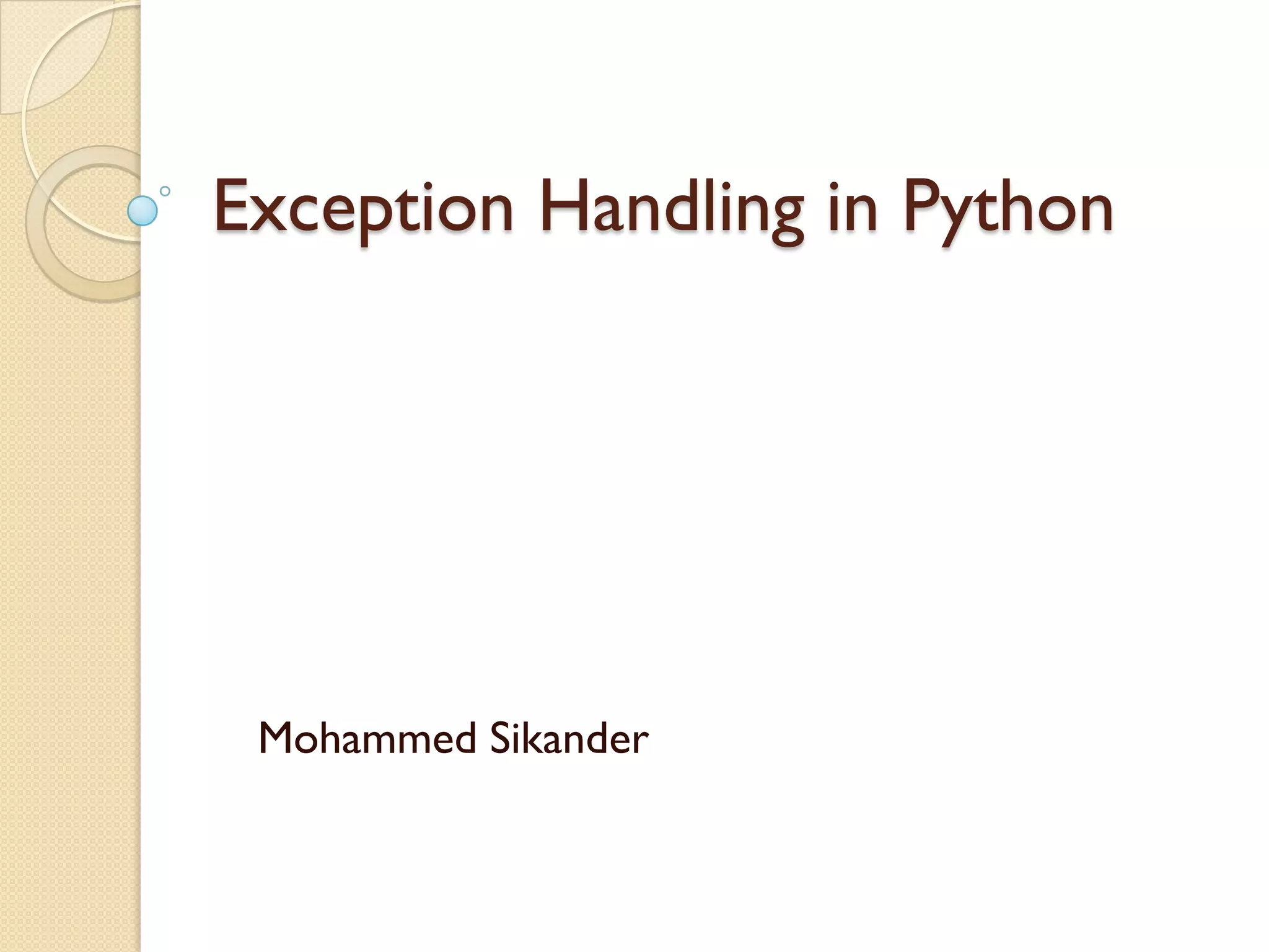 Python exception handling | PPT