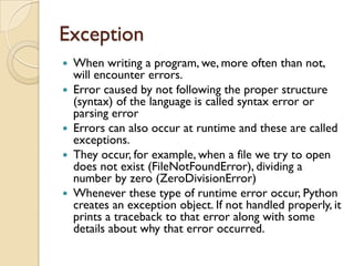 Python 3 Exception, What is python 3 exception?, Errors