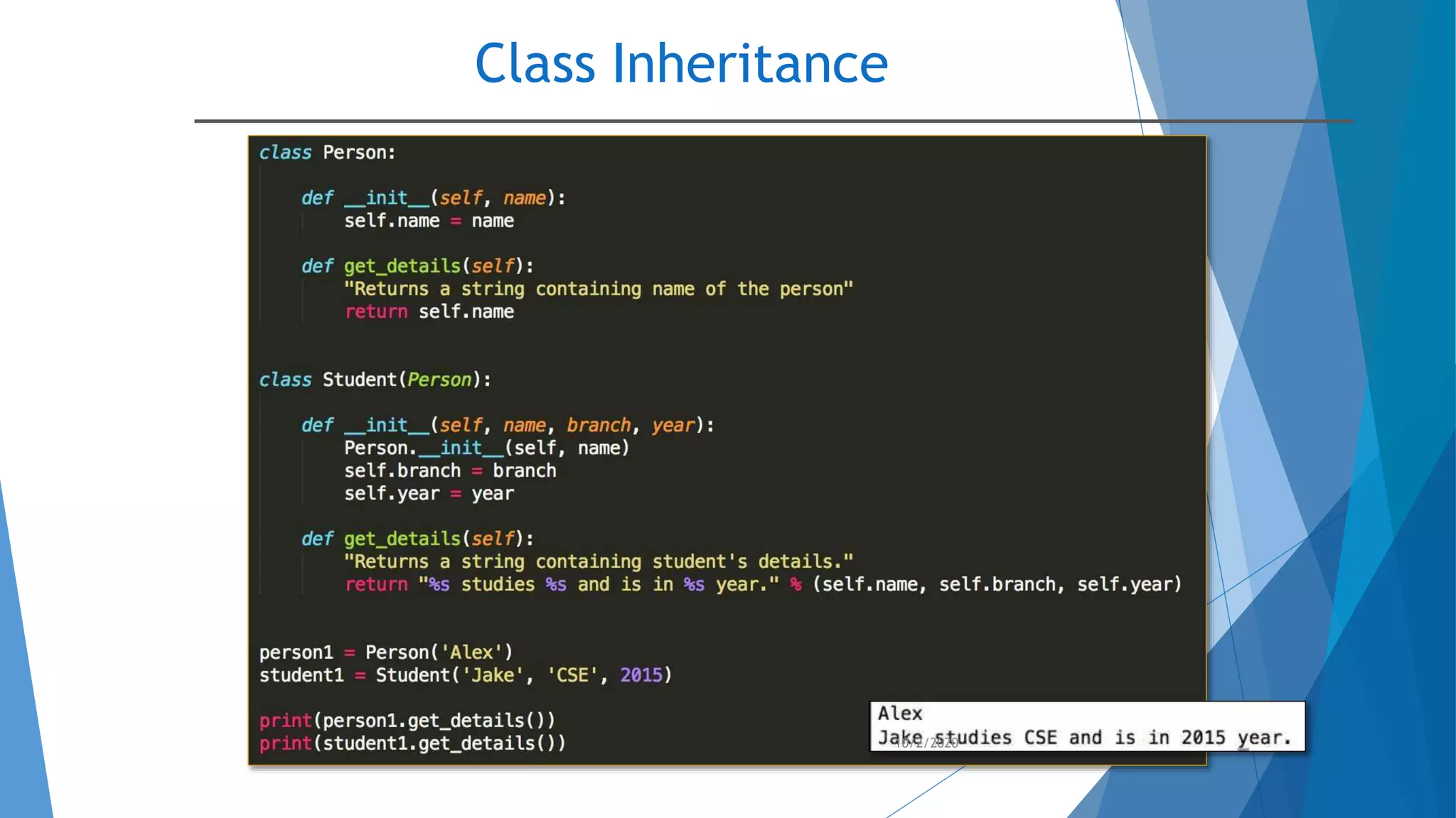 Class Inheritance
10/2/2020
 