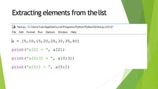 Extracting elements from thelist
 
