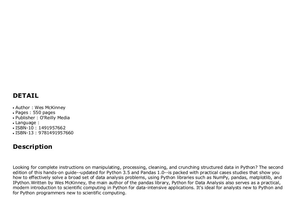 [ebook] Python for Data Analysis: Data Wrangling with Pandas, Numpy ...