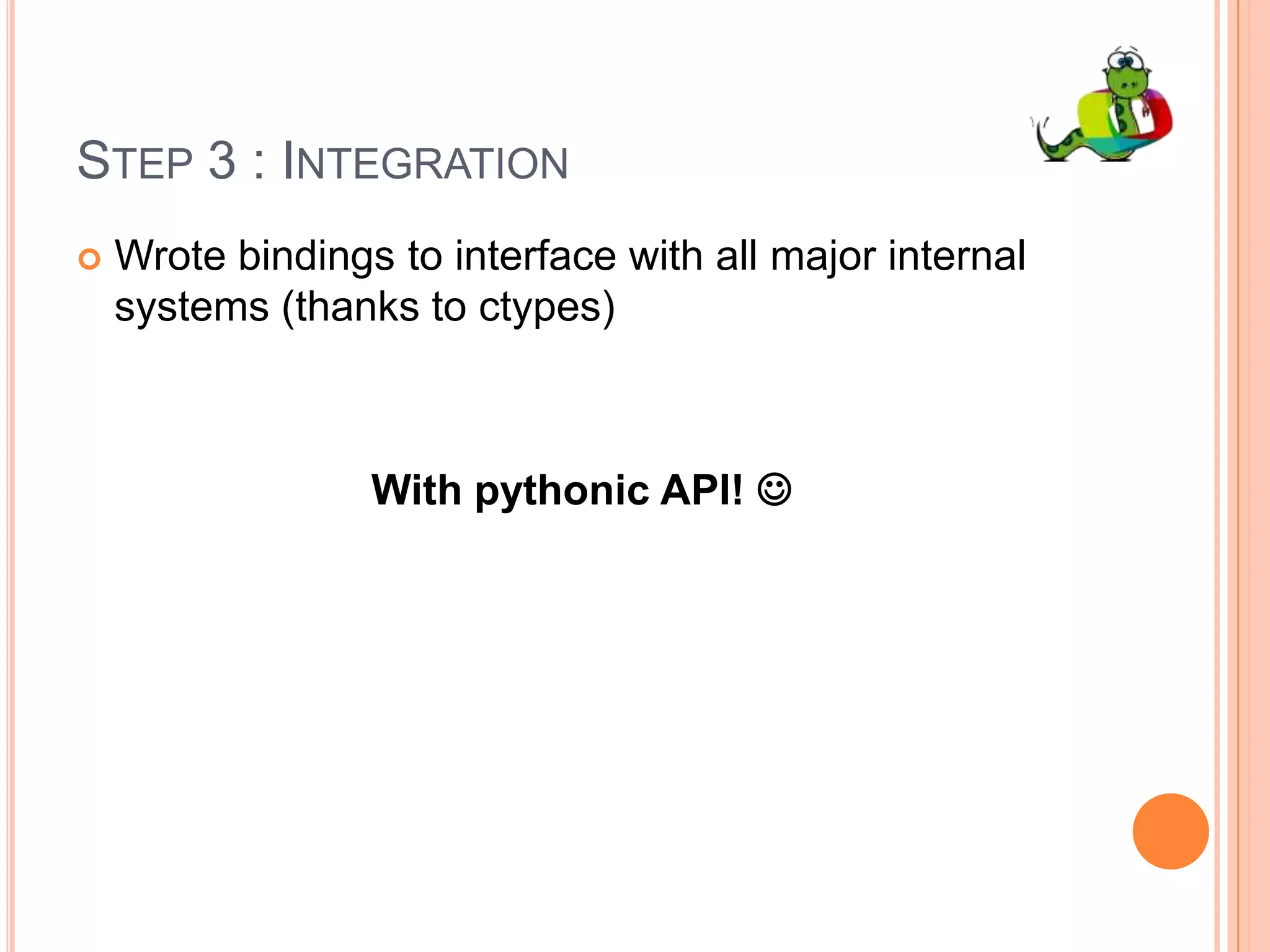 Stats / User behavior characterization, …System / Integration tests scripts