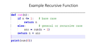 Example Recursive Function
 
