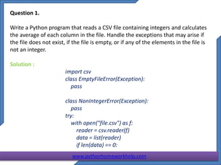 Python Homework Help | PPT
