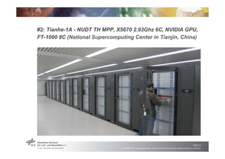 #2: Tianhe-1A - NUDT TH MPP, X5670 2.93Ghz 6C, NVIDIA GPU,
FT-1000 8C (National Supercomputing Center in Tianjin, China)

...