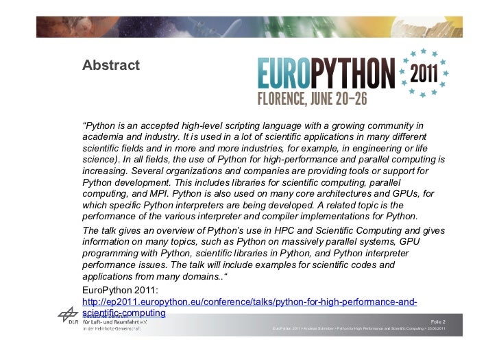 Python for High Performance and Scientific Computing