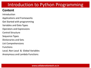 Introduction to Python Basics Programming | PPT