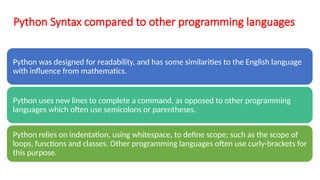 Comprehensive Introduction to Python Programming Language and Syntax | PPTX