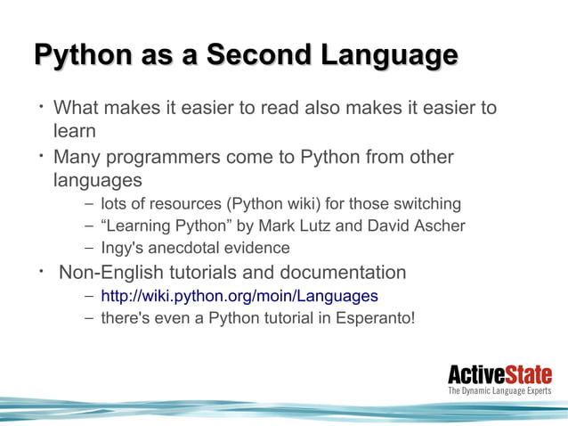 Python: The Programmer's Lingua Franca | PPT