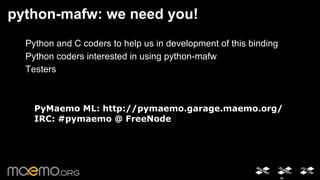 python-mafw: current state python-mafw (0.1-1maemo1)  