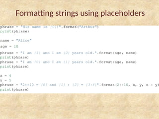 Class 3 of Module 2 - Strings in Python Syllabus, VIT | PPTX