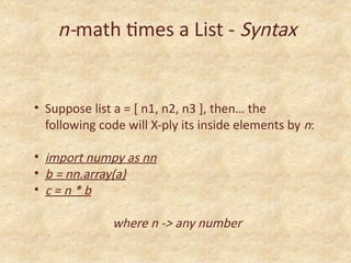 Module 3 - Introduction to NumPy (Numerical Python) & Arrays. | PPTX