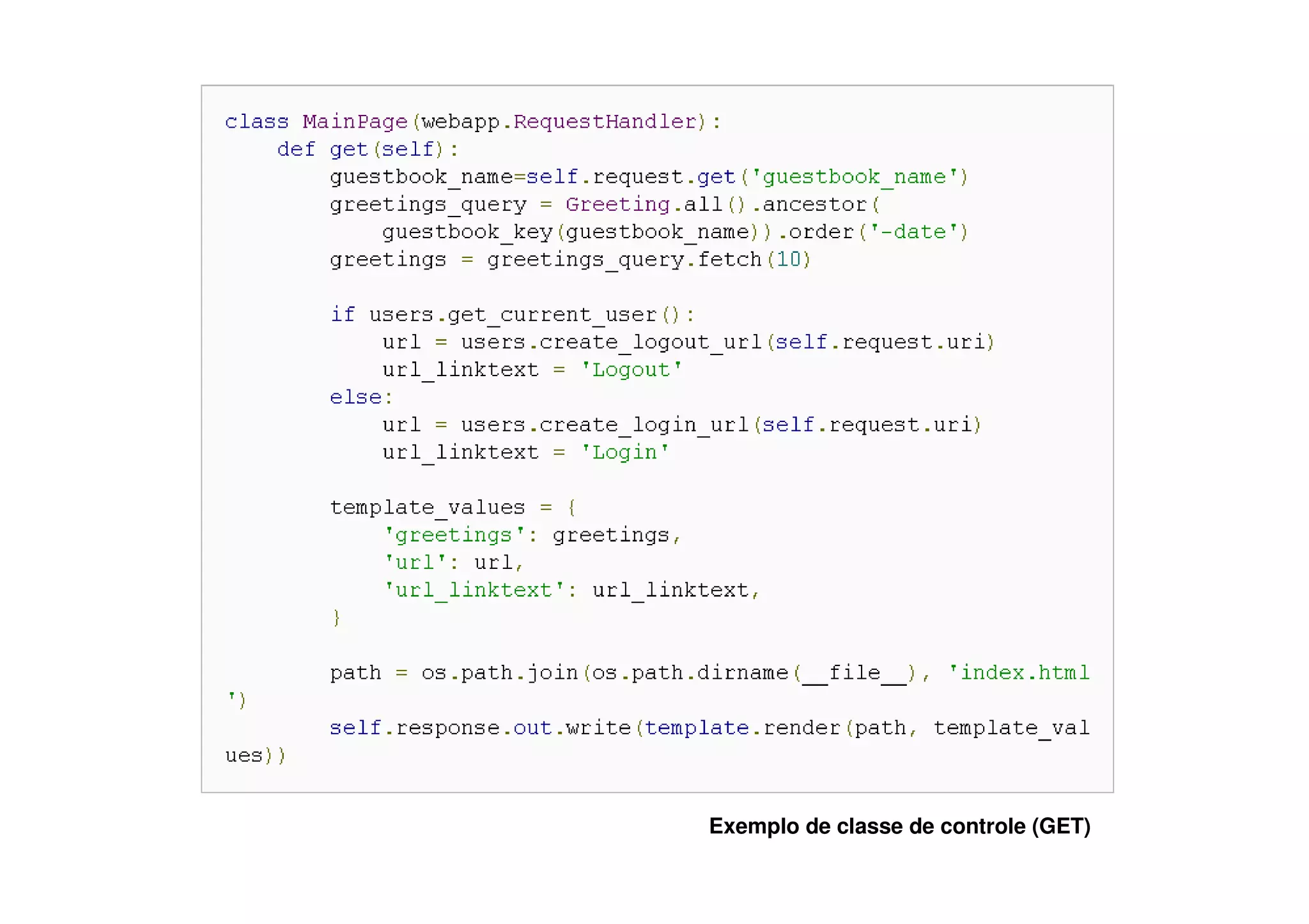Exemplo de classe de controle (GET)
 