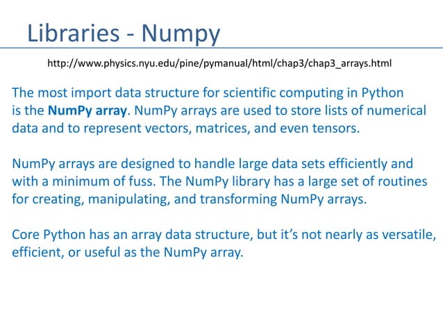 Python - Numpy/Pandas/Matplot Machine Learning Libraries | PPTX
