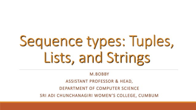 Sequence Types in Python Programming | PPT