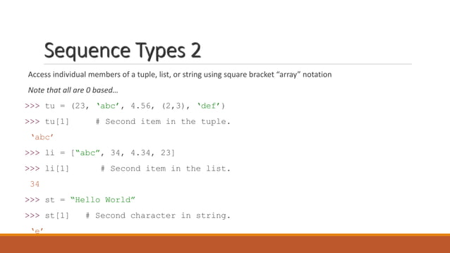 Sequence Types in Python Programming | PPT