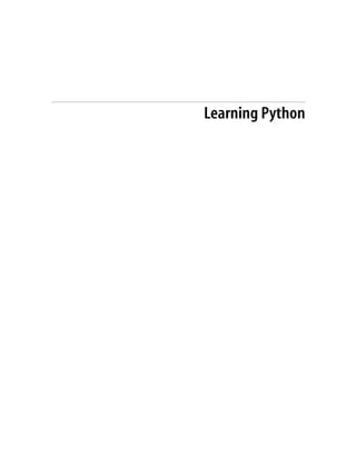 O Reilly Learning Python 3rd Edition | PDF