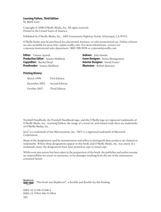 O Reilly Learning Python 3rd Edition | PDF