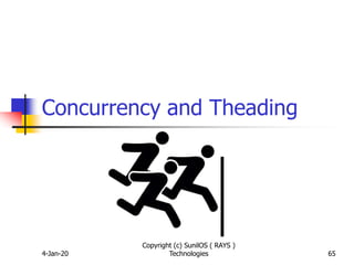 Concurrency and Theading
4-Jan-20
Copyright (c) SunilOS ( RAYS )
Technologies 65
 