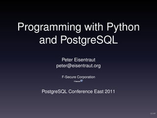 Programming with Python and PostgreSQL | PPT