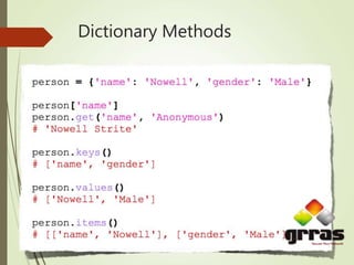 Dictionary Methods
 