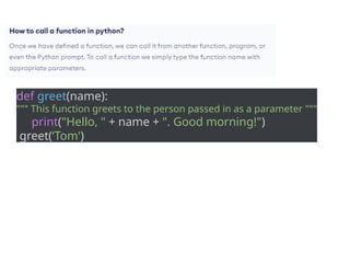 Def Greet In Python Python-Programming-Module-3 unit 3 of python | PPTX