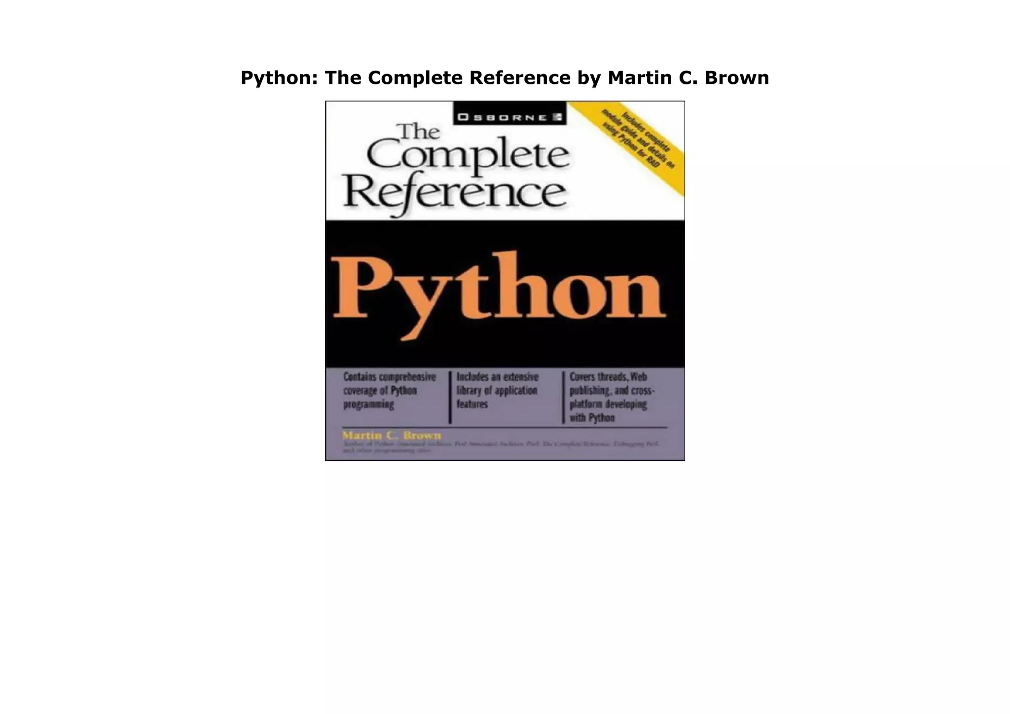 Python: The Complete Reference by Martin C. Brown | PDF | Programming ...