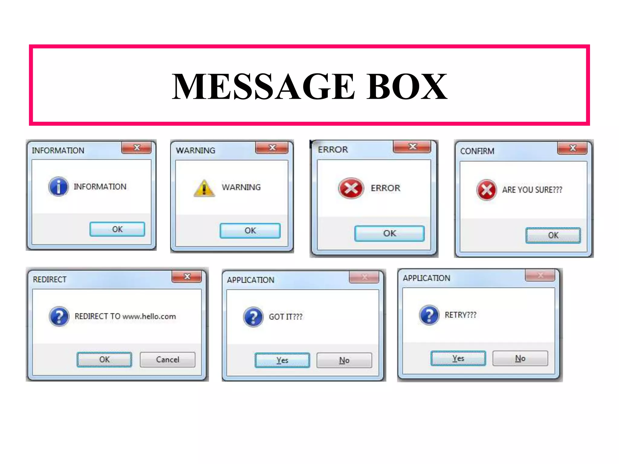 MESSAGE BOX
 