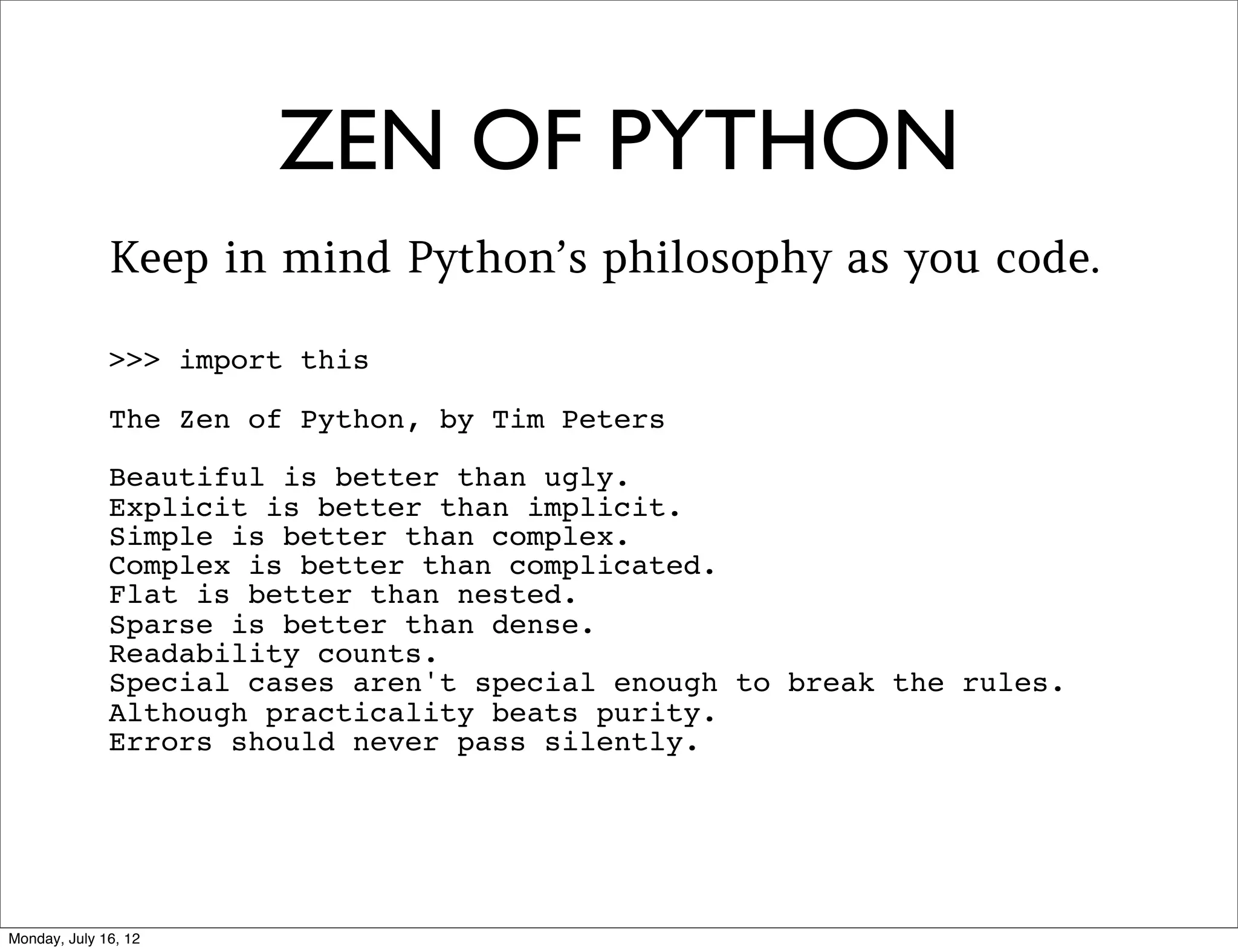 STDLIB VS. PYPI


• The stdlib is conservative
 • Few additions/changes/deprecations
• On PyPI, anything goes!

                                        Audrey Roy
                                         @audreyr
 