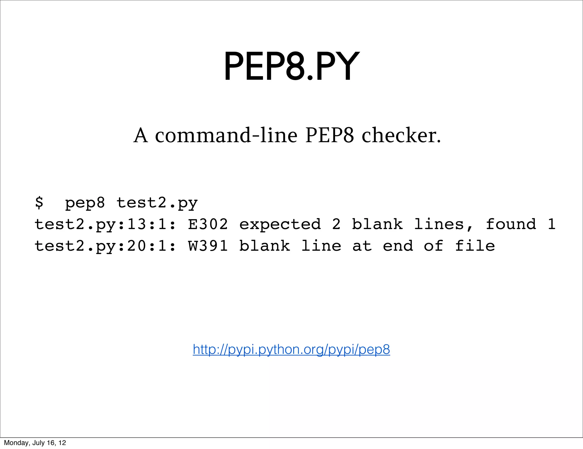 PACKAGES
A Python package is a collection of modules.
sound/
    __init__.py
    formats/
        __init__.py
        wav.py
        aiff.py
    effects/
        __init__.py
        echo.py
        surround.py
 