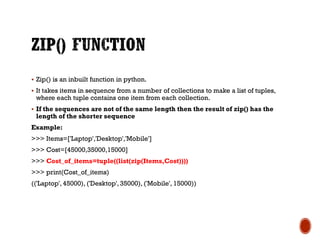 Python tuples and Dictionary | PDF