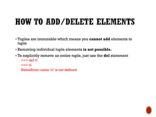 Python tuples and Dictionary | PDF