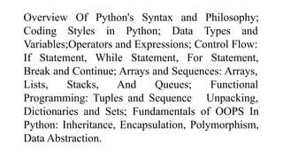 Comprehensive Introduction to Python Programming: Syntax, Features, and ...
