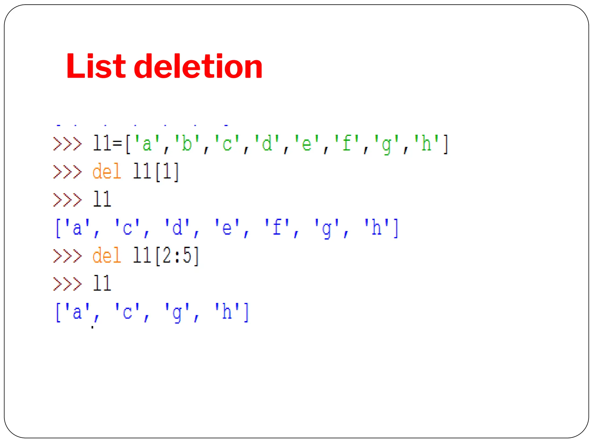 List deletion
 