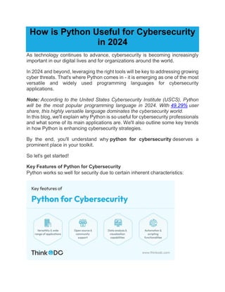 How is Python Useful for Cybersecurity in 2024 | PDF