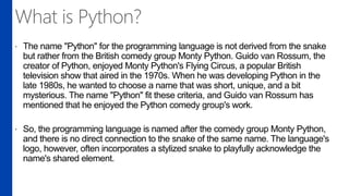 Python-Yesterday Today Tomorrow(What's new?) | PPTX
