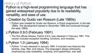 Python-Yesterday Today Tomorrow(What's new?) | PPTX