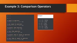 Example 3: Comparison Operators
 