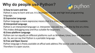 Introduction to python | PPTX
