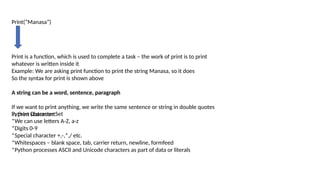 Python and its examples along with the explanation | PPTX