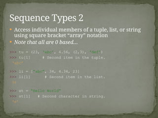Tuple Python Bracket Type Python1 basics for students of engineering,bsc | PPTX