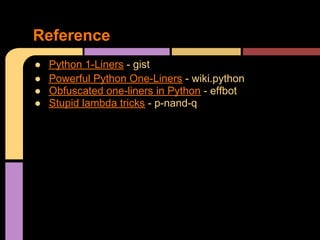Python 1 liners | PPT