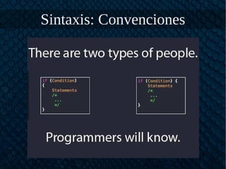 Sintaxis: Convenciones
 