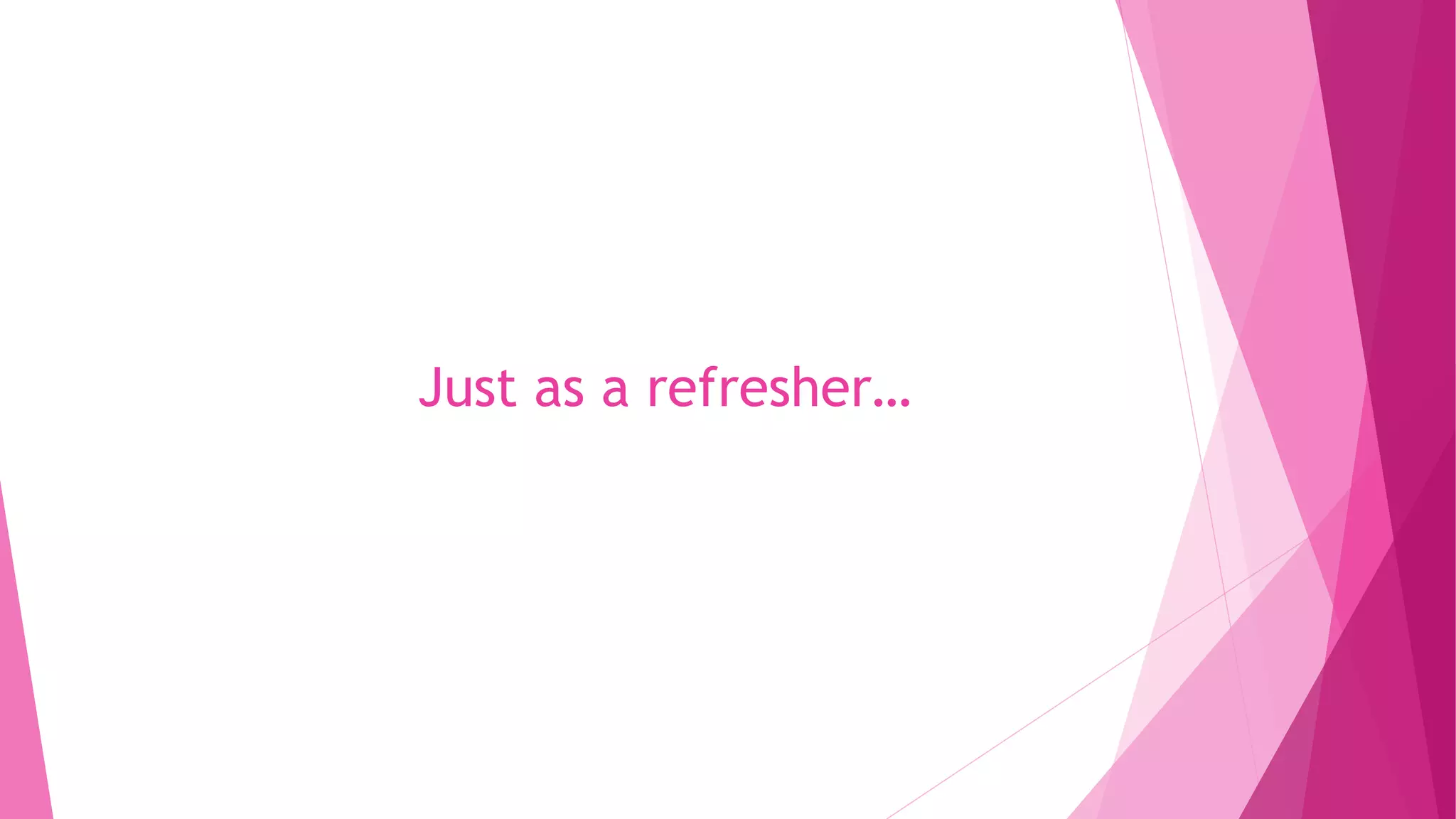 Just as a refresher… 
 