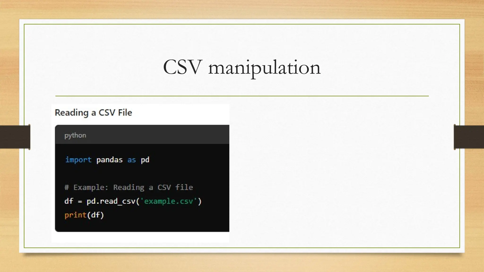 CSV manipulation
 